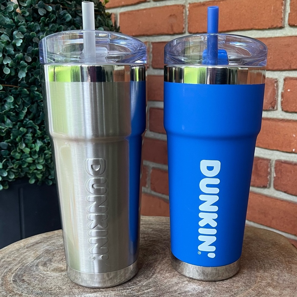 New DUNKIN 24 OZ INSULATED TUMBLER • Blue or Stainless • You Pick your Color